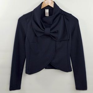 Aqua Bow Front Crop Blazer | Black